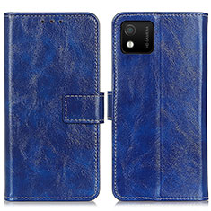 Leather Case Stands Flip Cover Holder K04Z for Wiko Y52 Blue