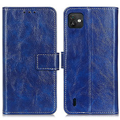 Leather Case Stands Flip Cover Holder K04Z for Wiko Y82 Blue