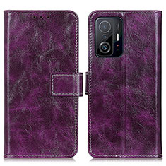 Leather Case Stands Flip Cover Holder K04Z for Xiaomi Mi 11T Pro 5G Purple