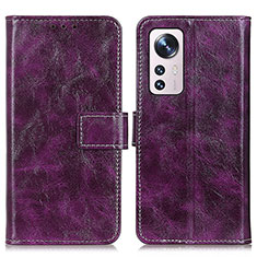 Leather Case Stands Flip Cover Holder K04Z for Xiaomi Mi 12S Pro 5G Purple