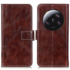 Leather Case Stands Flip Cover Holder K04Z for Xiaomi Mi 13 Ultra 5G Brown