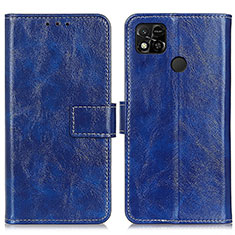 Leather Case Stands Flip Cover Holder K04Z for Xiaomi POCO C3 Blue