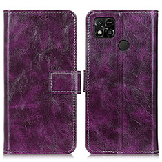 Leather Case Stands Flip Cover Holder K04Z for Xiaomi POCO C3 Purple