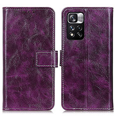 Leather Case Stands Flip Cover Holder K04Z for Xiaomi Poco X4 NFC Purple