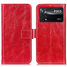 Leather Case Stands Flip Cover Holder K04Z for Xiaomi Poco X4 Pro 5G Red