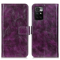 Leather Case Stands Flip Cover Holder K04Z for Xiaomi Redmi 10 4G Purple