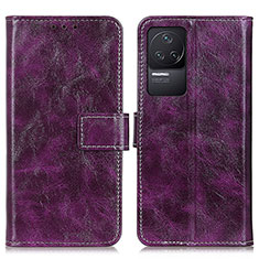 Leather Case Stands Flip Cover Holder K04Z for Xiaomi Redmi K50 Pro 5G Purple