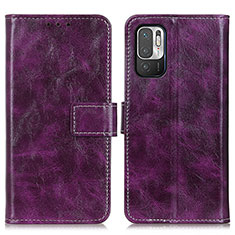 Leather Case Stands Flip Cover Holder K04Z for Xiaomi Redmi Note 10T 5G Purple
