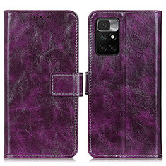 Leather Case Stands Flip Cover Holder K04Z for Xiaomi Redmi Note 11 4G (2021) Purple