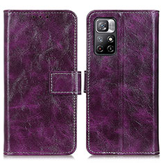 Leather Case Stands Flip Cover Holder K04Z for Xiaomi Redmi Note 11 5G Purple