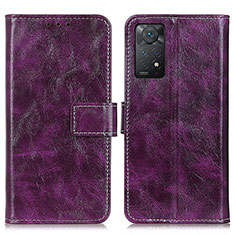 Leather Case Stands Flip Cover Holder K04Z for Xiaomi Redmi Note 11 Pro 5G Purple