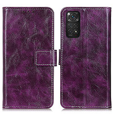 Leather Case Stands Flip Cover Holder K04Z for Xiaomi Redmi Note 11S 4G Purple