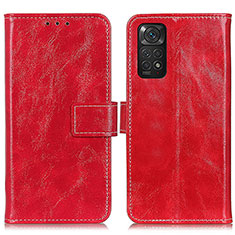 Leather Case Stands Flip Cover Holder K04Z for Xiaomi Redmi Note 11S 4G Red