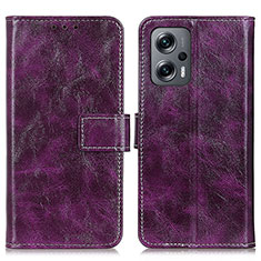 Leather Case Stands Flip Cover Holder K04Z for Xiaomi Redmi Note 11T Pro 5G Purple