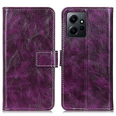 Leather Case Stands Flip Cover Holder K04Z for Xiaomi Redmi Note 12 4G Purple