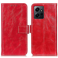 Leather Case Stands Flip Cover Holder K04Z for Xiaomi Redmi Note 12 4G Red