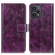 Leather Case Stands Flip Cover Holder K04Z for Xiaomi Redmi Note 12 Turbo 5G Purple