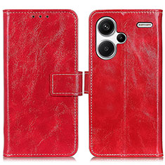 Leather Case Stands Flip Cover Holder K04Z for Xiaomi Redmi Note 13 Pro+ Plus 5G Red