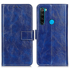 Leather Case Stands Flip Cover Holder K04Z for Xiaomi Redmi Note 8 (2021) Blue