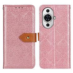 Leather Case Stands Flip Cover Holder K05Z for Huawei Nova 11 Pink