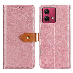 Leather Case Stands Flip Cover Holder K05Z for Motorola Moto G84 5G Pink