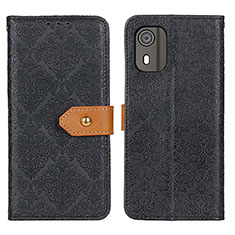 Leather Case Stands Flip Cover Holder K05Z for Nokia C02 Black