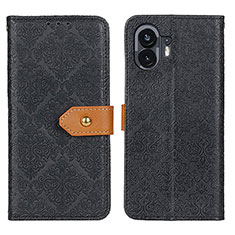 Leather Case Stands Flip Cover Holder K05Z for Nothing Phone 2 Black