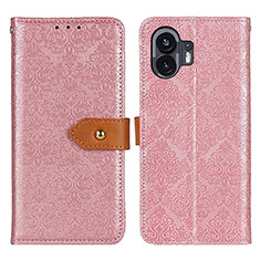 Leather Case Stands Flip Cover Holder K05Z for Nothing Phone 2 Pink