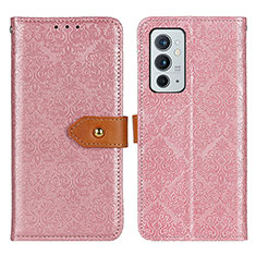 Leather Case Stands Flip Cover Holder K05Z for OnePlus 9RT 5G Pink