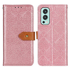 Leather Case Stands Flip Cover Holder K05Z for OnePlus Nord 2 5G Pink