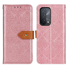 Leather Case Stands Flip Cover Holder K05Z for OnePlus Nord N200 5G Pink