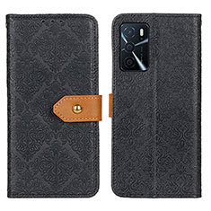 Leather Case Stands Flip Cover Holder K05Z for Oppo A16 Black