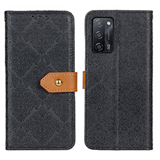 Leather Case Stands Flip Cover Holder K05Z for Oppo A55 5G Black