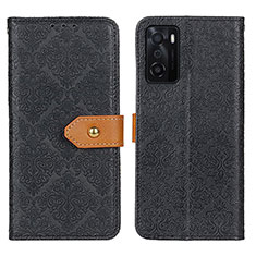 Leather Case Stands Flip Cover Holder K05Z for Oppo A55S 5G Black