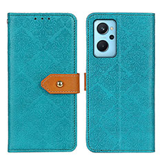 Leather Case Stands Flip Cover Holder K05Z for Oppo A96 4G Green