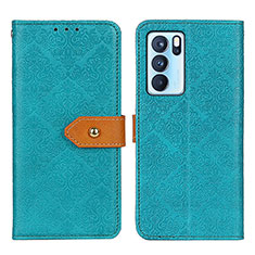 Leather Case Stands Flip Cover Holder K05Z for Oppo Reno6 Pro 5G India Green