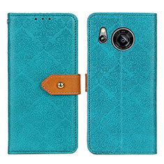 Leather Case Stands Flip Cover Holder K05Z for Sharp Aquos Sense7 Green
