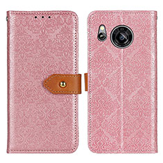 Leather Case Stands Flip Cover Holder K05Z for Sharp Aquos Sense7 Pink