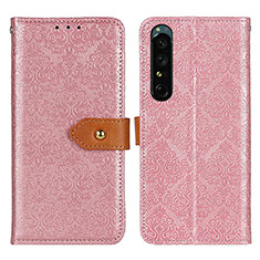 Leather Case Stands Flip Cover Holder K05Z for Sony Xperia 1 IV SO-51C Pink