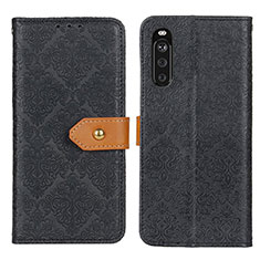 Leather Case Stands Flip Cover Holder K05Z for Sony Xperia 10 III Black