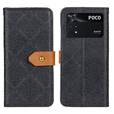 Leather Case Stands Flip Cover Holder K05Z for Xiaomi Poco M4 Pro 4G Black