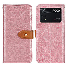 Leather Case Stands Flip Cover Holder K05Z for Xiaomi Poco M4 Pro 4G Pink