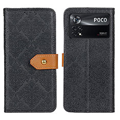 Leather Case Stands Flip Cover Holder K05Z for Xiaomi Poco X4 Pro 5G Black