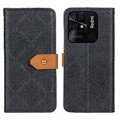 Leather Case Stands Flip Cover Holder K05Z for Xiaomi Redmi 10 India Black