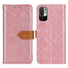 Leather Case Stands Flip Cover Holder K05Z for Xiaomi Redmi Note 10 JE 5G Pink