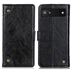 Leather Case Stands Flip Cover Holder K06Z for Google Pixel 6a 5G Black