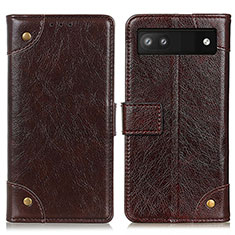 Leather Case Stands Flip Cover Holder K06Z for Google Pixel 7a 5G Brown