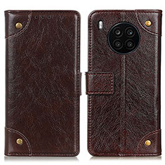 Leather Case Stands Flip Cover Holder K06Z for Huawei Honor 50 Lite Brown