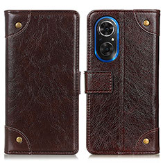 Leather Case Stands Flip Cover Holder K06Z for Huawei Honor 50 SE 5G Brown