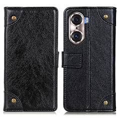 Leather Case Stands Flip Cover Holder K06Z for Huawei Honor 60 Pro 5G Black